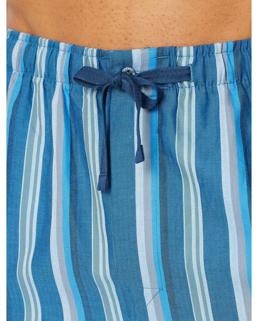 Schiesser pyjamabroek blauw gestreept katoen