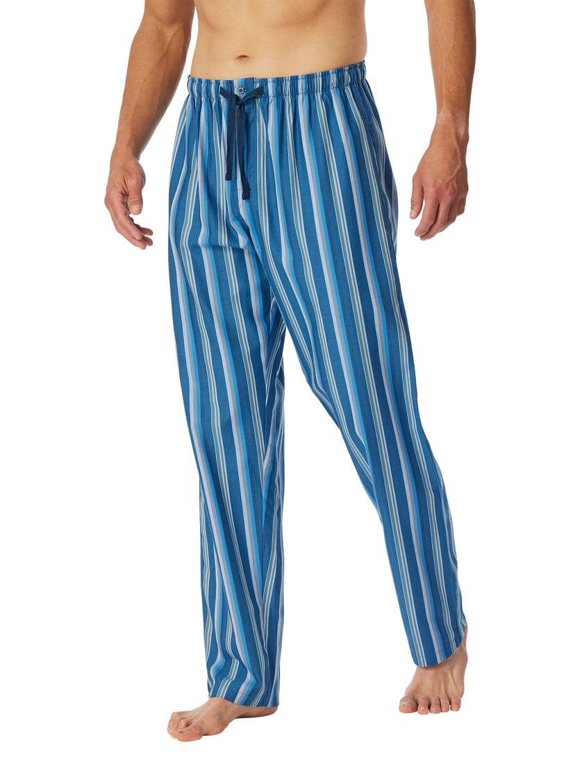 Schiesser pyjamabroek blauw gestreept lang