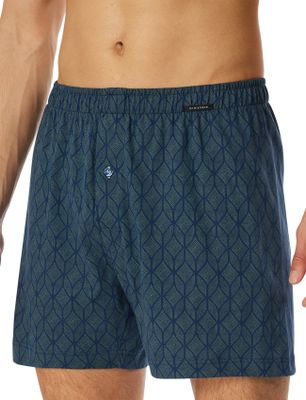 Schiesser Schiesser boxershorts 2-pack blauw geprint katoen