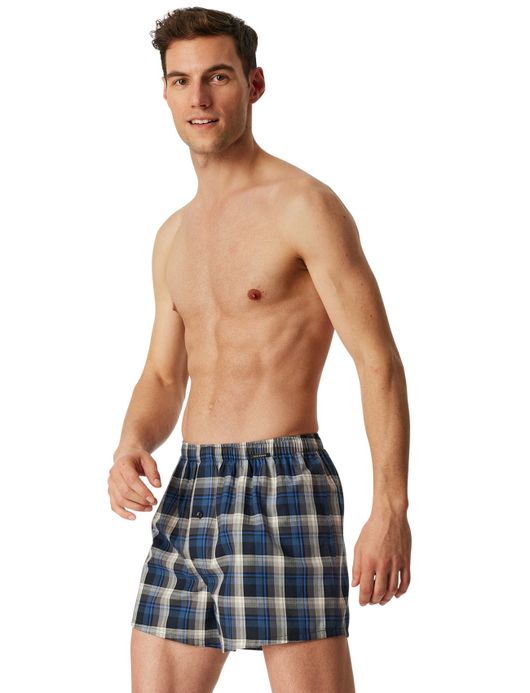 Schiesser boxershorts 2-pack blauw geprint katoen