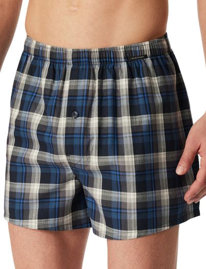 Schiesser Schiesser boxershorts 2-pack blauw geprint katoen