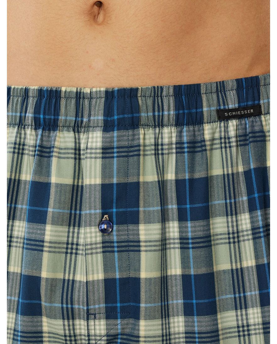 Schiesser boxershorts 2-pack groen geprint katoen