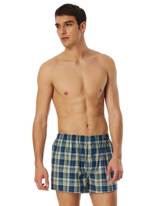 Schiesser boxershorts 2-pack groen geprint katoen