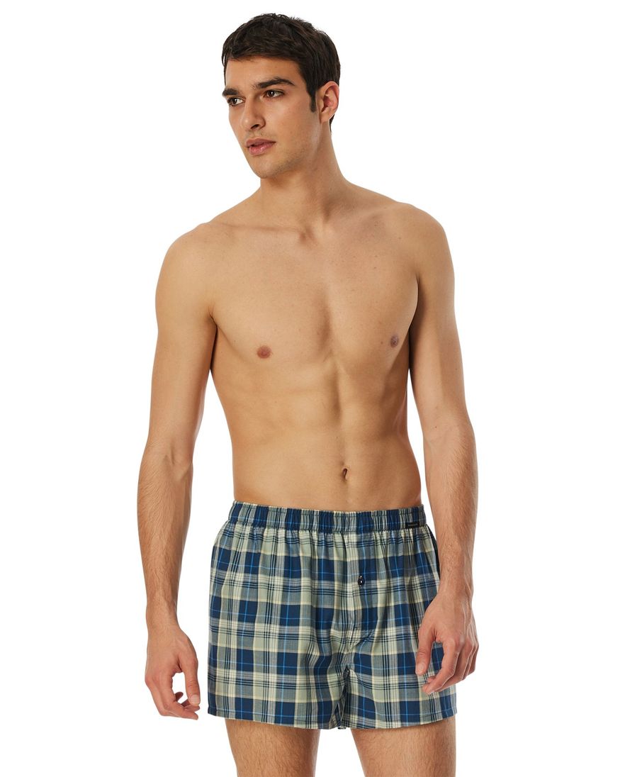 Schiesser boxershorts 2-pack groen geprint katoen