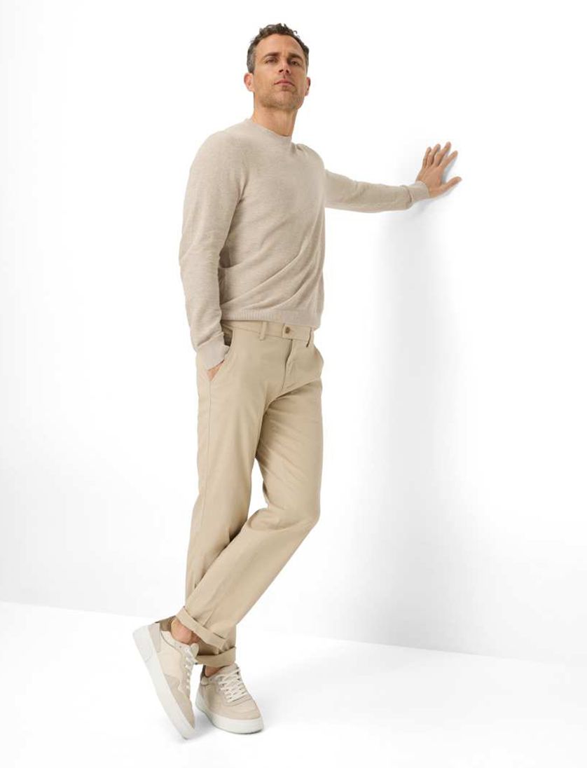 Beige Eurex pantalon beige effen normale fit