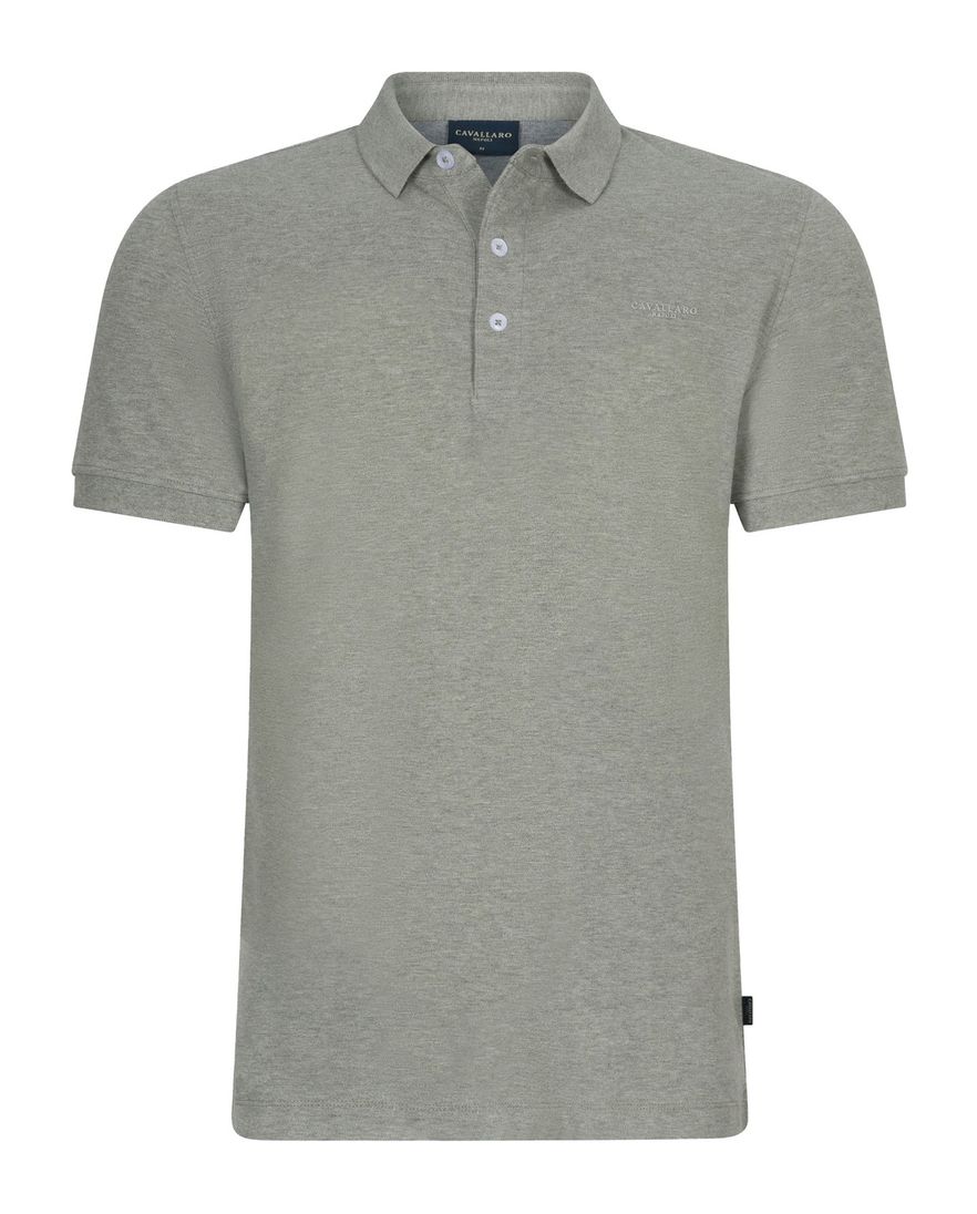 Cavallaro Bavone poloshirt groen gemeleerd katoen slim fit