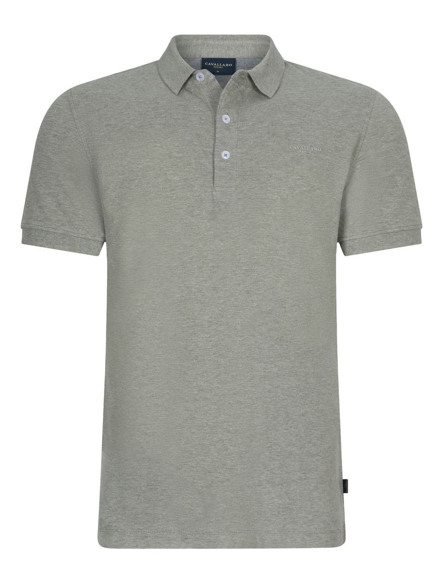 Cavallaro Bavone poloshirt groen gemeleerd katoen slim fit