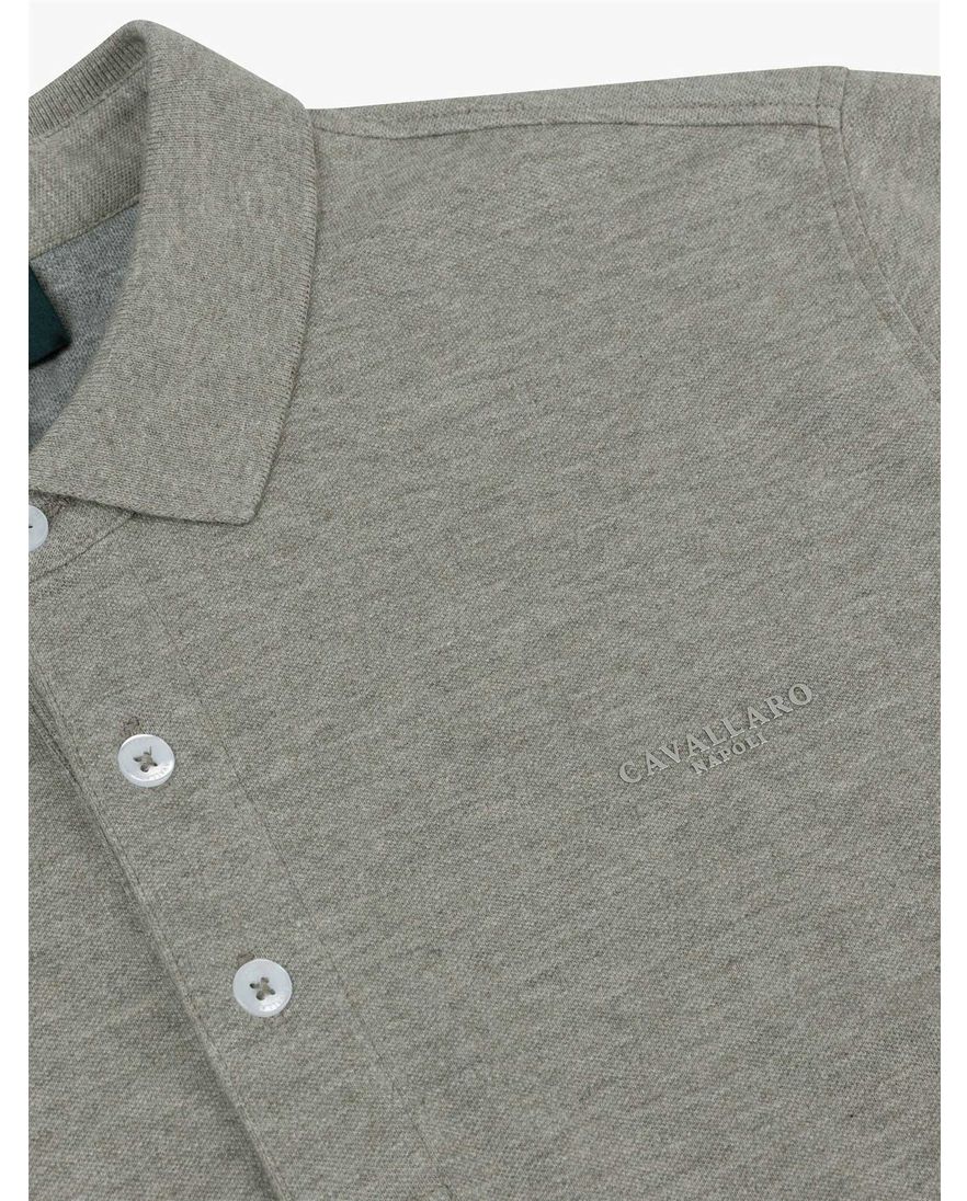Cavallaro Bavone poloshirt groen gemeleerd katoen slim fit