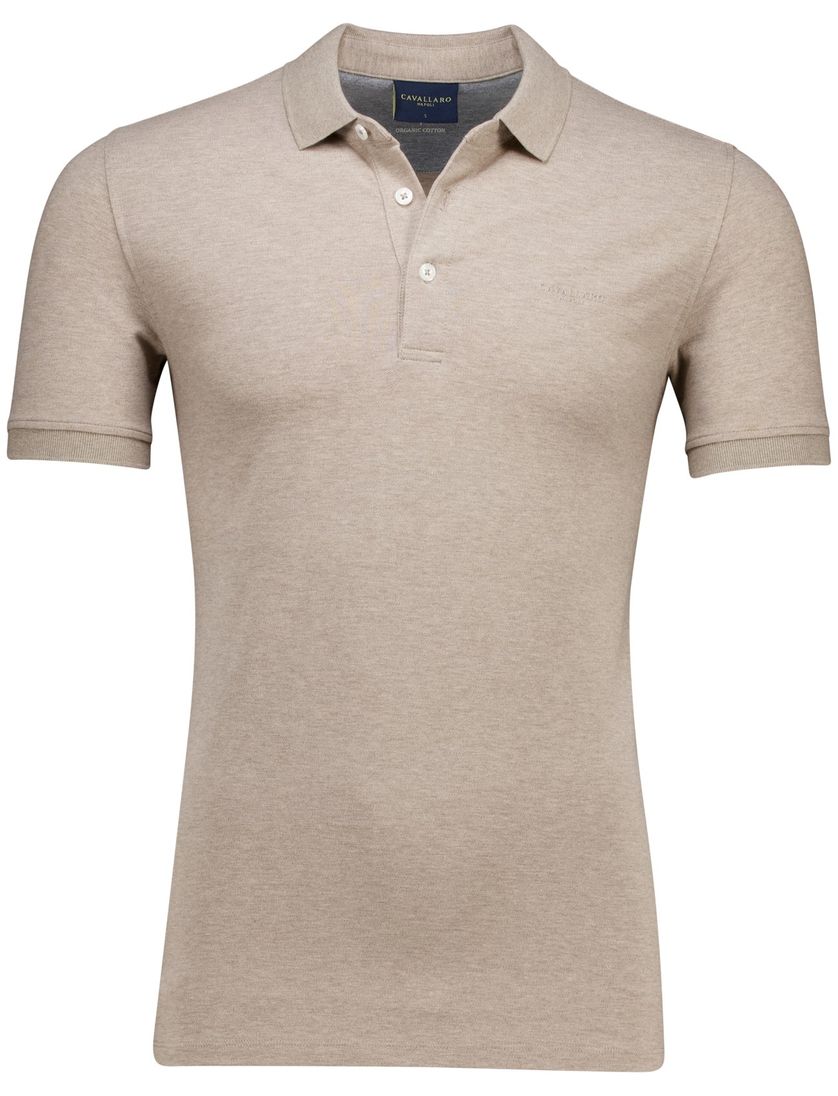 poloshirt Cavallaro bruin gemeleerd katoen