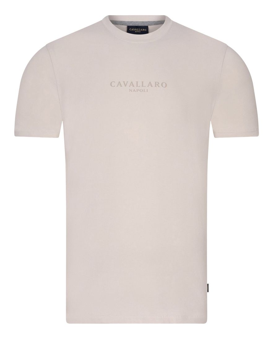Cavallaro Bari t-shirt effen beige met tekst