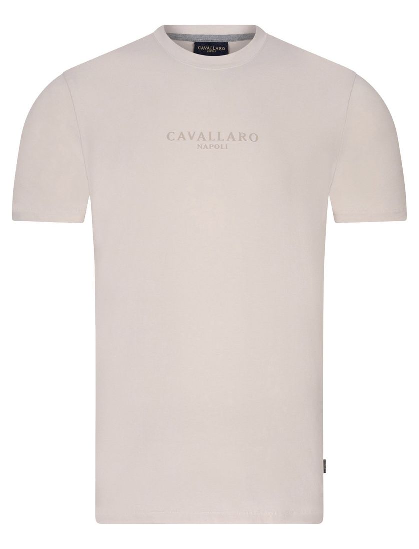 katoenen Cavallaro Bari t-shirt effen beige slim fit