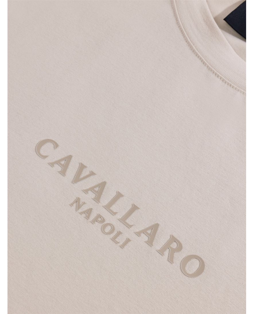Cavallaro Bari t-shirt effen beige met tekst