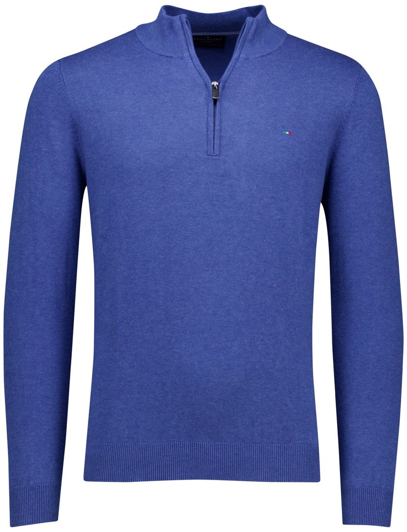 Portofino Hince regular fit half zip trui blauw katoen