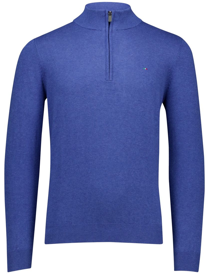 Portofino Hince regular fit half zip trui blauw katoen