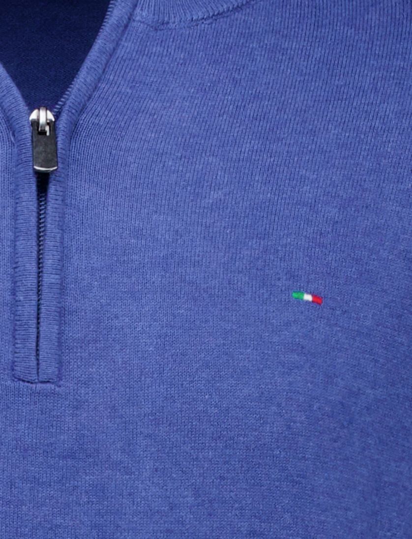 Portofino Hince regular fit half zip trui blauw katoen