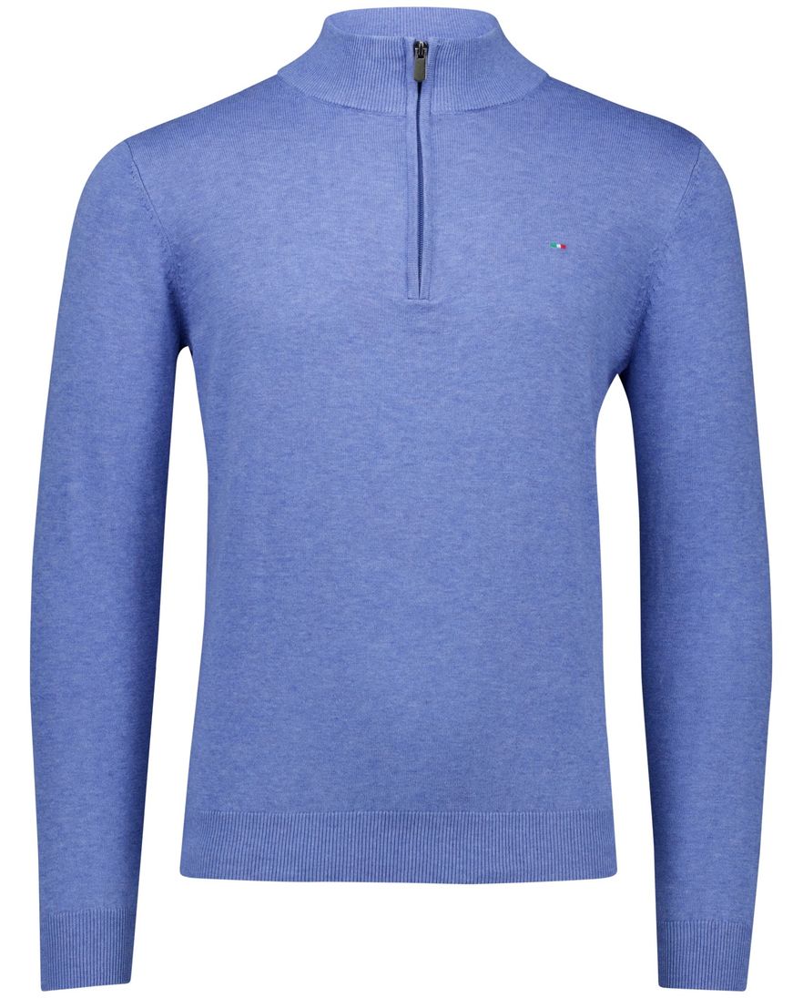Portofino Hince regular fit half zip trui blauw met boord