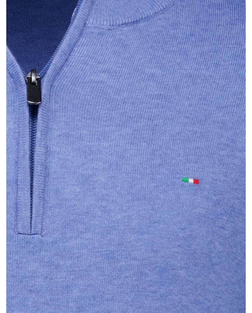 Portofino Hince regular fit half zip trui blauw met boord