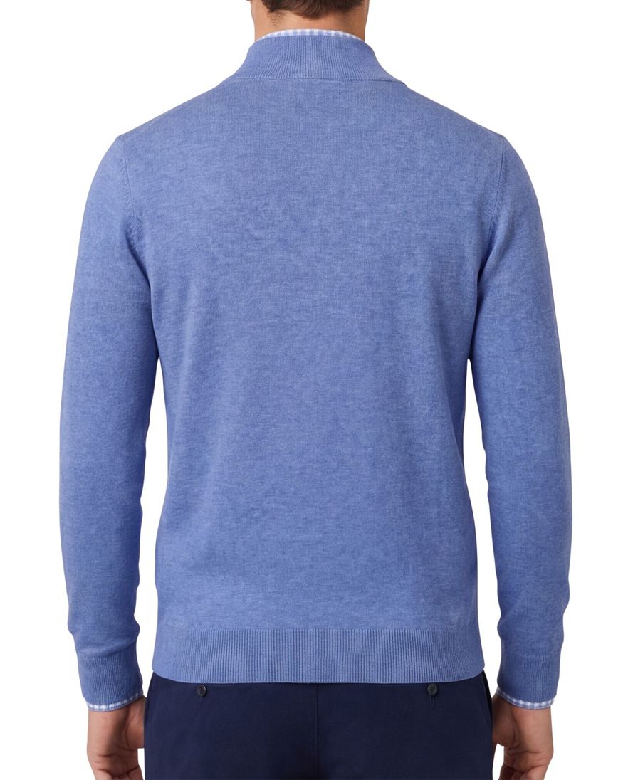Portofino Hince regular fit half zip trui blauw met boord