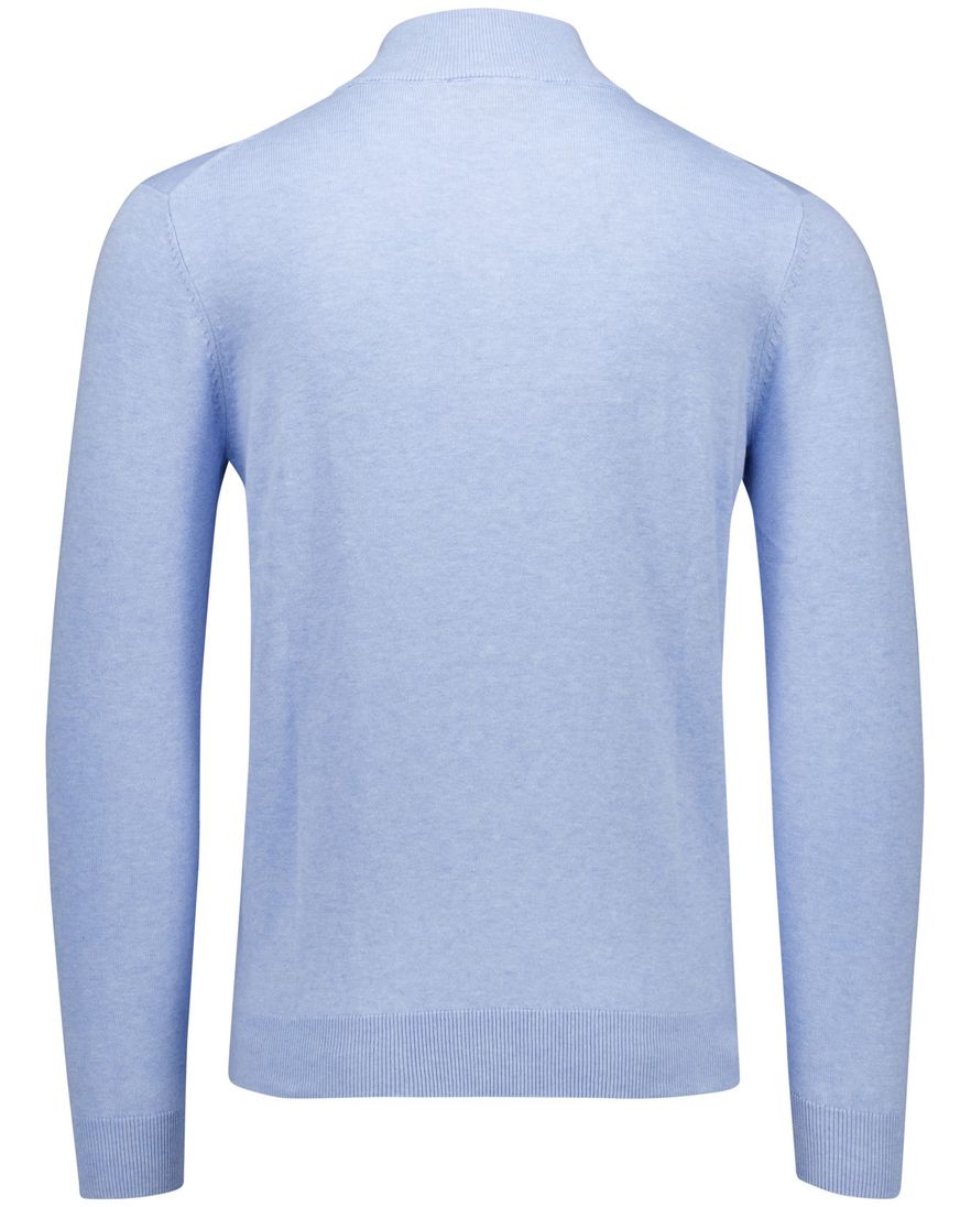 Portofino Hince regular fit half zip trui lichtblauw met boord