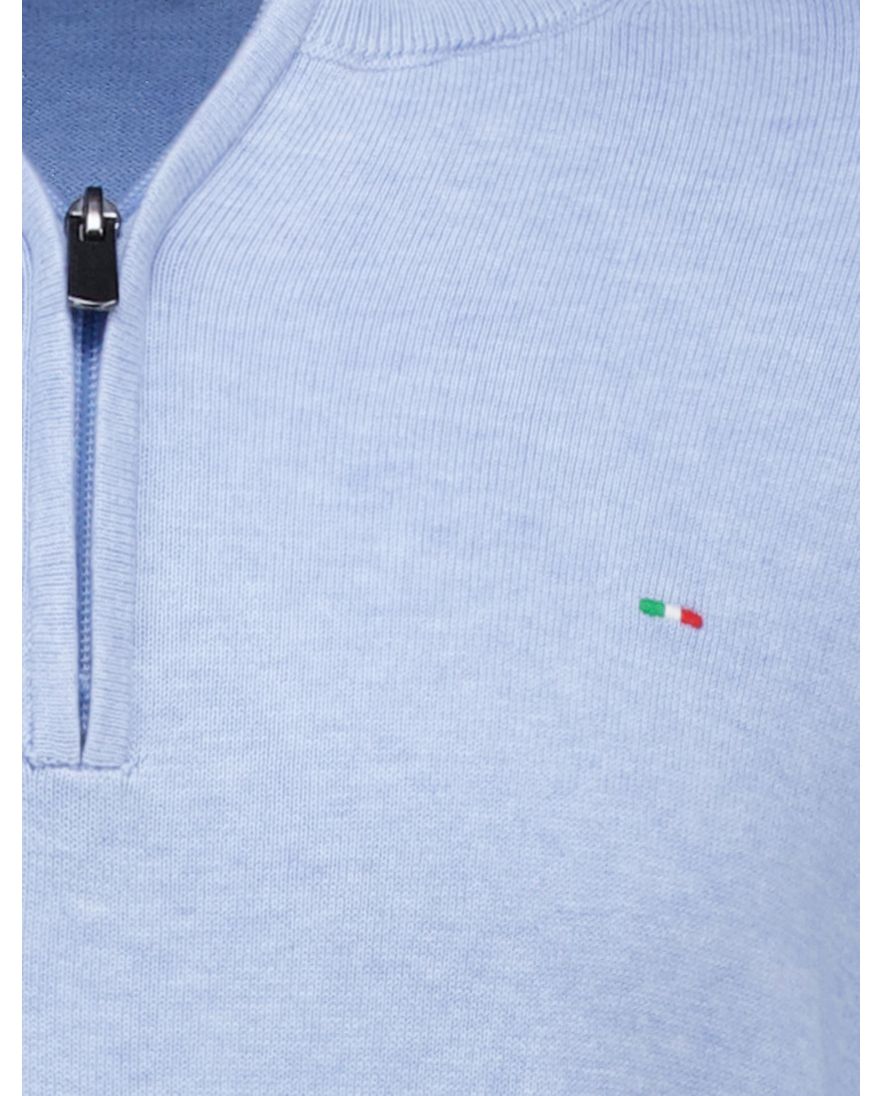 Portofino Hince regular fit half zip trui lichtblauw met boord