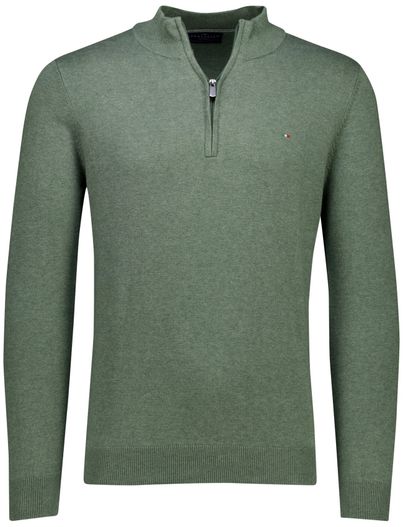 Portofino Portofino Hince regular fit half zip trui groen met boord