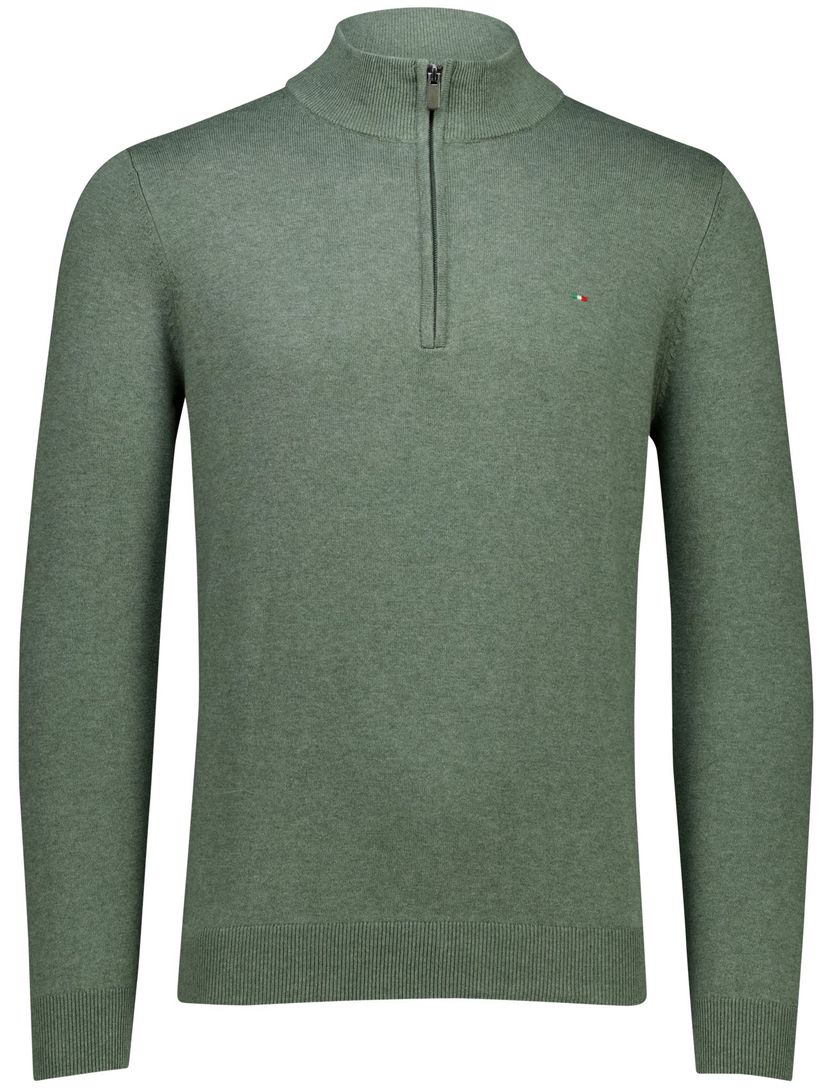 Portofino Hince regular fit half zip trui groen gemêleerd