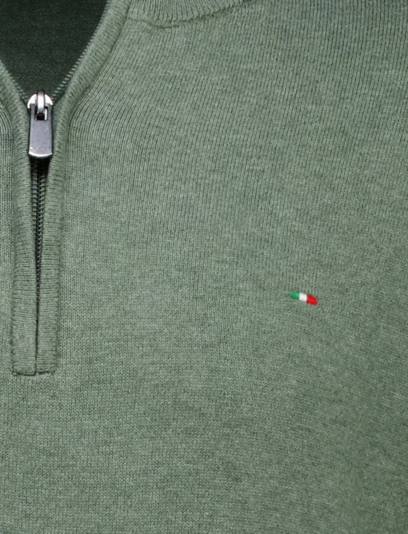 Portofino Hince regular fit half zip trui groen gemêleerd
