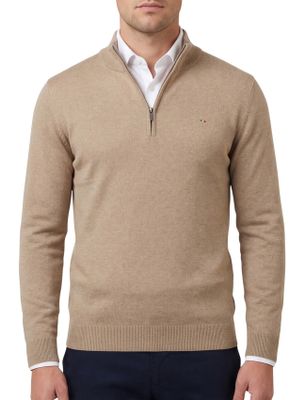 Portofino Portofino Hince regular fit half zip trui bruin gemêleerd