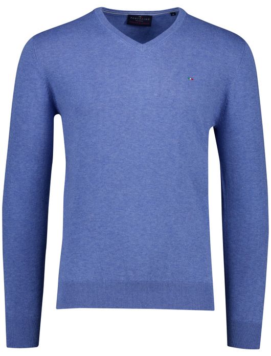 Portofino Vince V-neck Pullover Flat Knit blauw