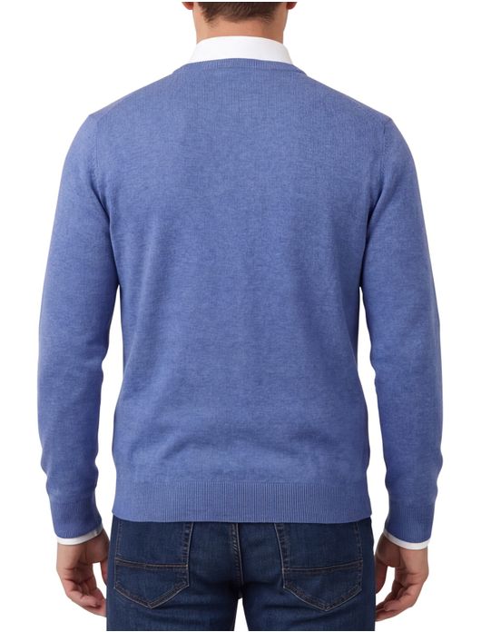 Portofino Vince V-neck Pullover Flat Knit blauw