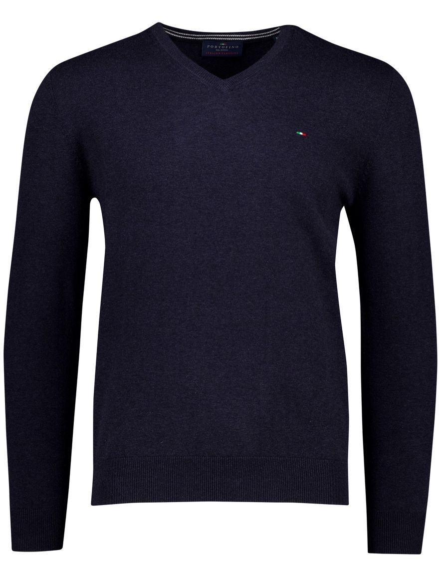 Portofino effen normale fit donkerblauw katoen