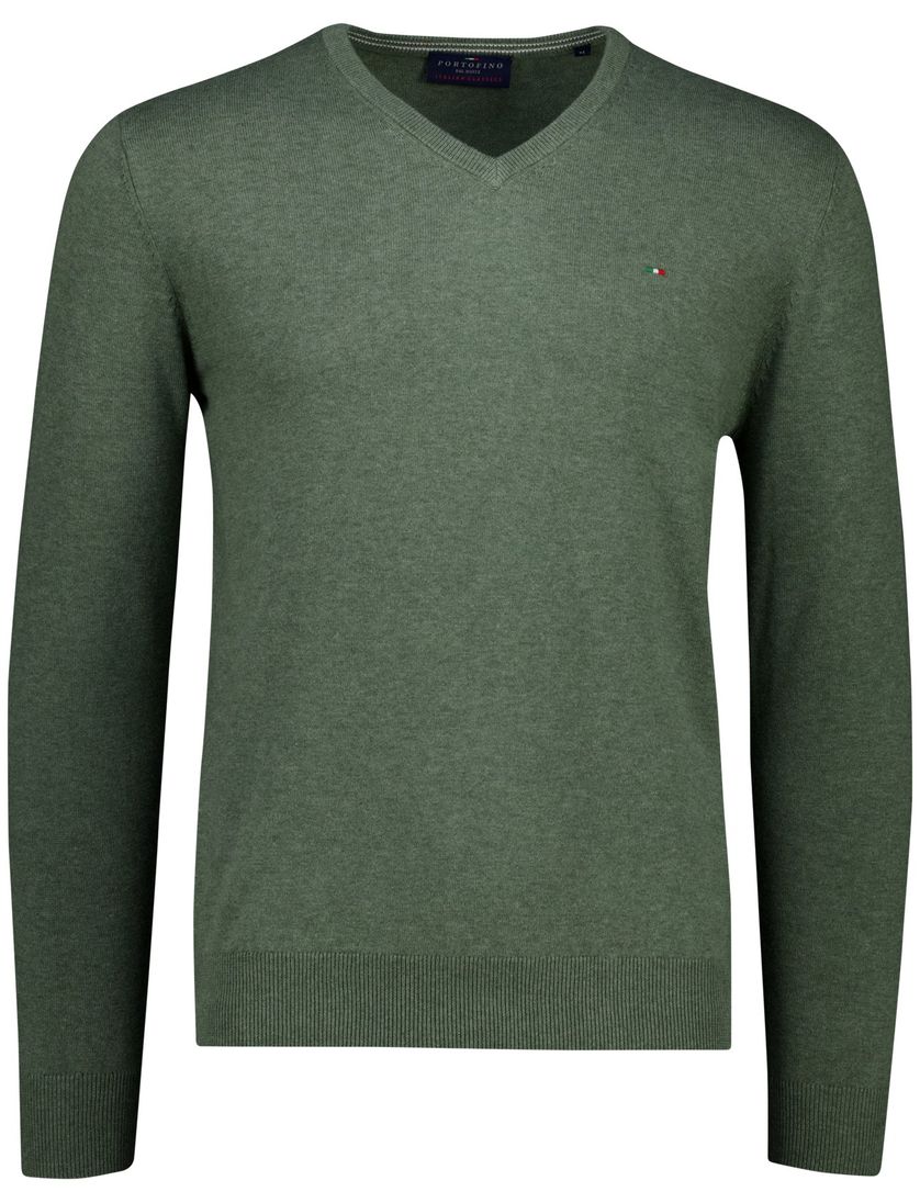 Portofino effen groen normale fit katoen