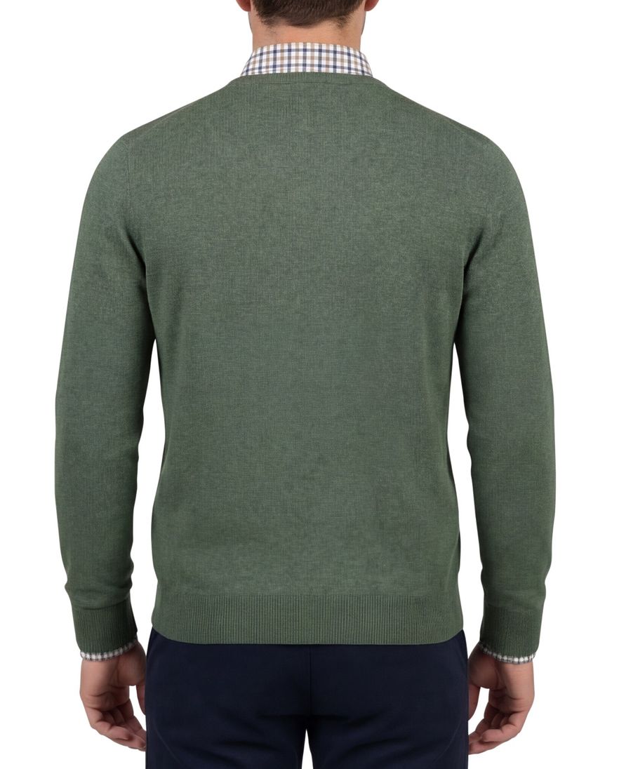 Portofino Vince effen groen normale fit katoen v-hals