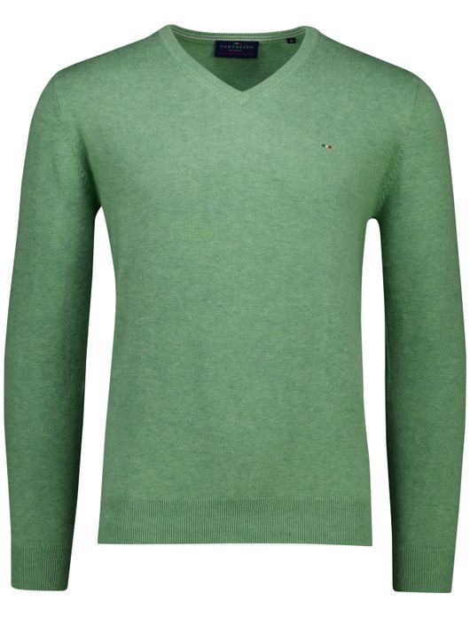 Portofino Vince V-neck Pullover Flat Knit Groen