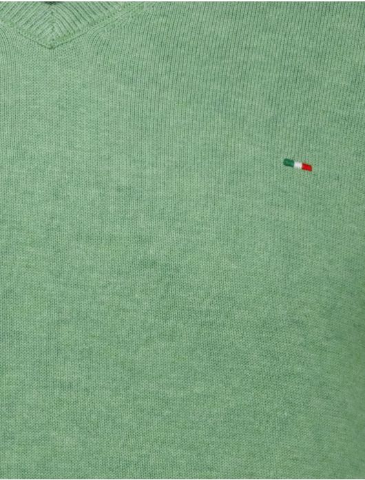 Portofino Vince V-neck Pullover Flat Knit Groen