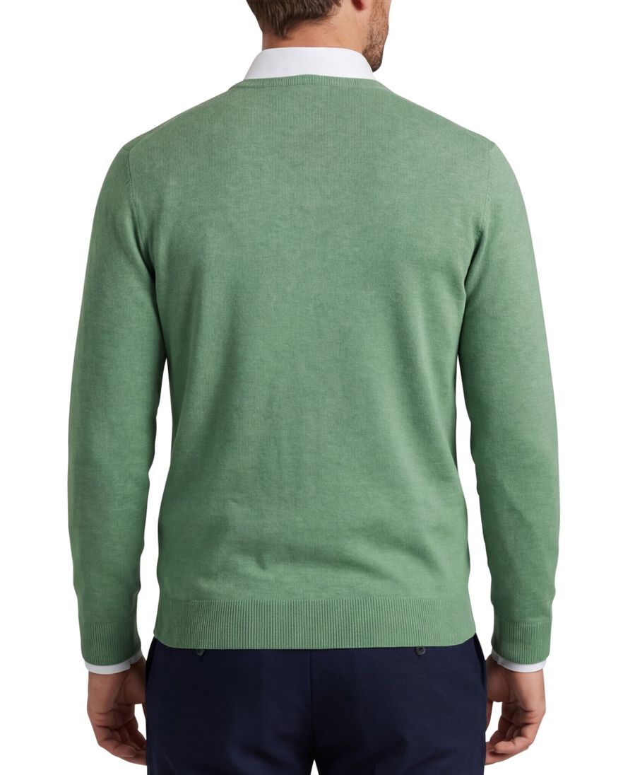 Portofino effen groen katoen normale fit v-hals