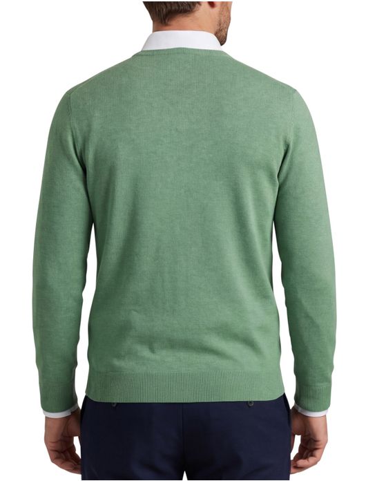 Portofino Vince V-neck Pullover Flat Knit Groen