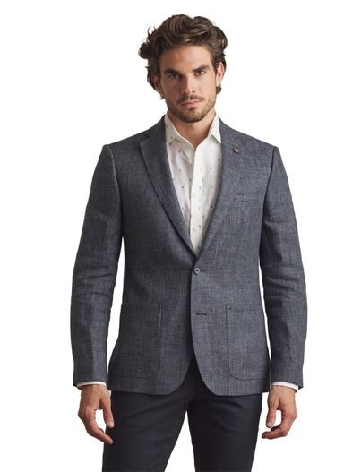 Magee Magee colbert blauw gemeleerd effen