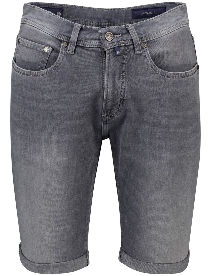 denim Pierre Cardin short effen grijs normale fit