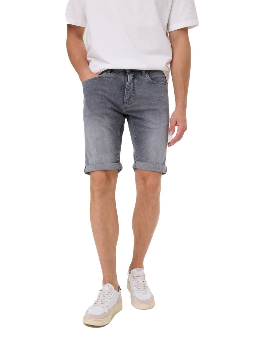 denim Pierre Cardin short effen grijs normale fit
