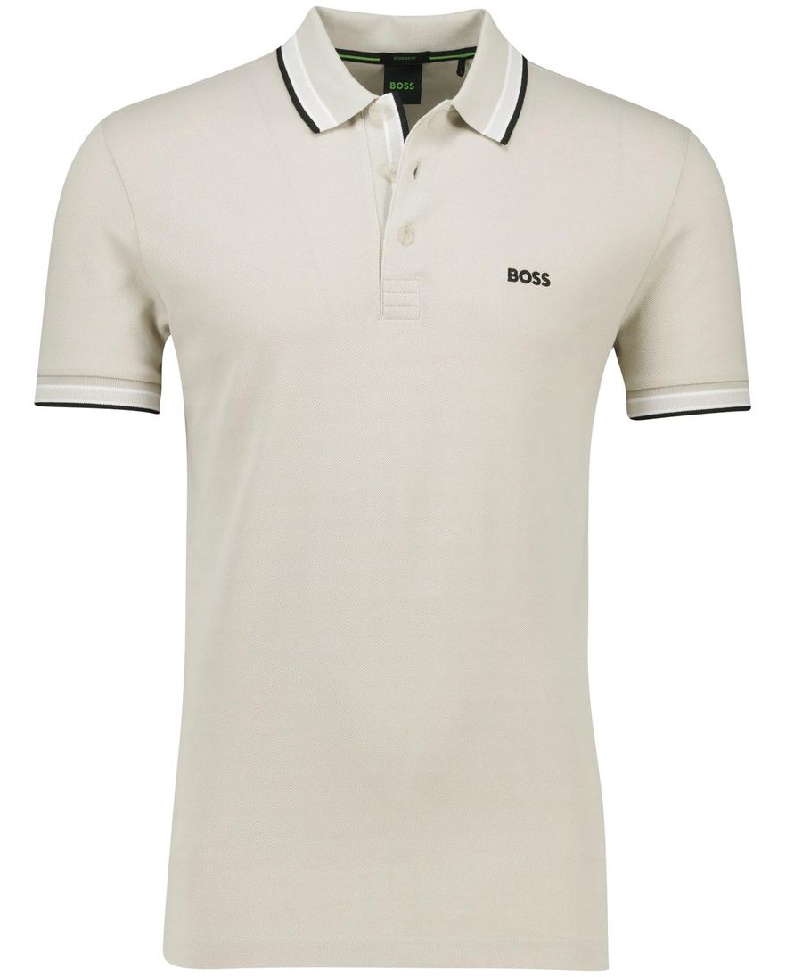 Boss Green paddy polo beige korte mouw pique
