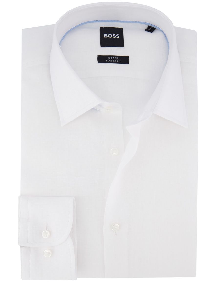 Hugo Boss Black slim fit overhemd wit linnen ml7