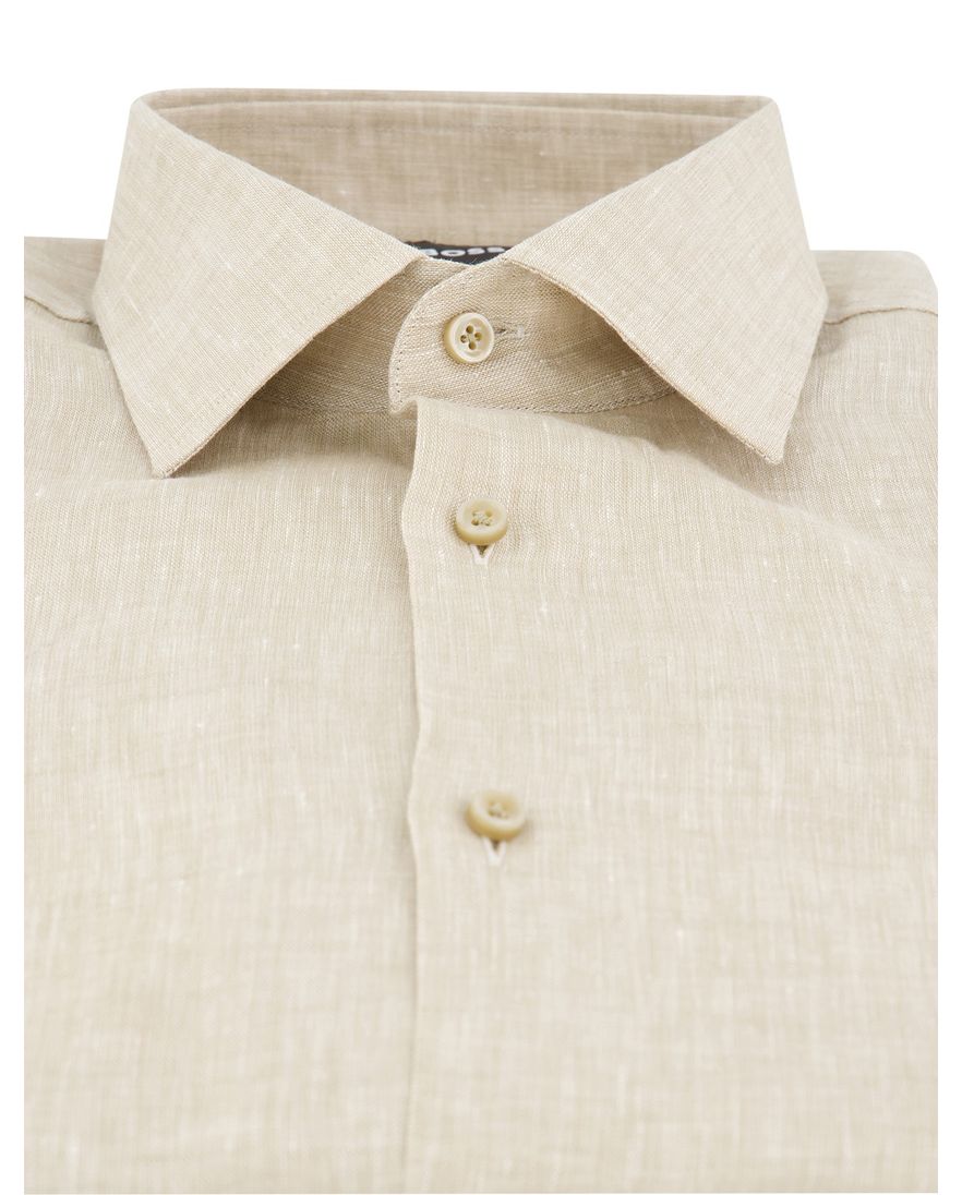 BOSS overhemd beige Slim Fit semi-wide collar