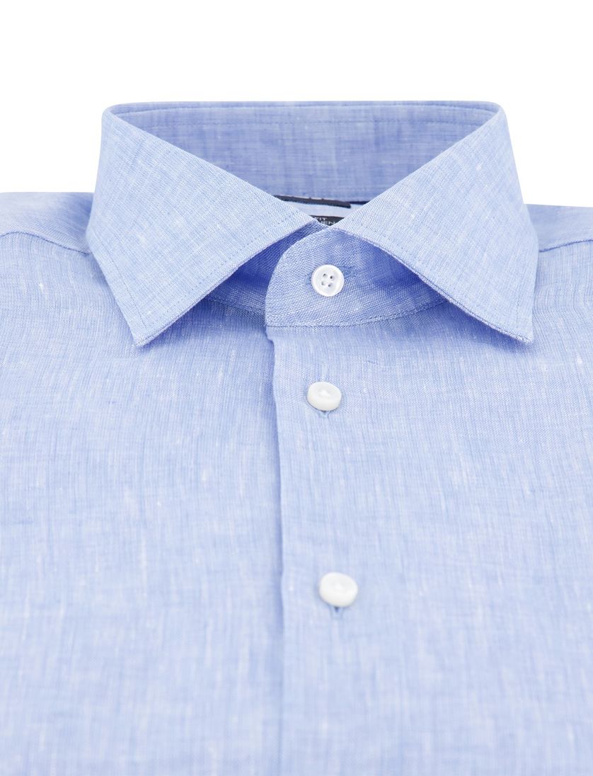 BOSS overhemd lichtblauw Slim Fit Pure Linen linnen