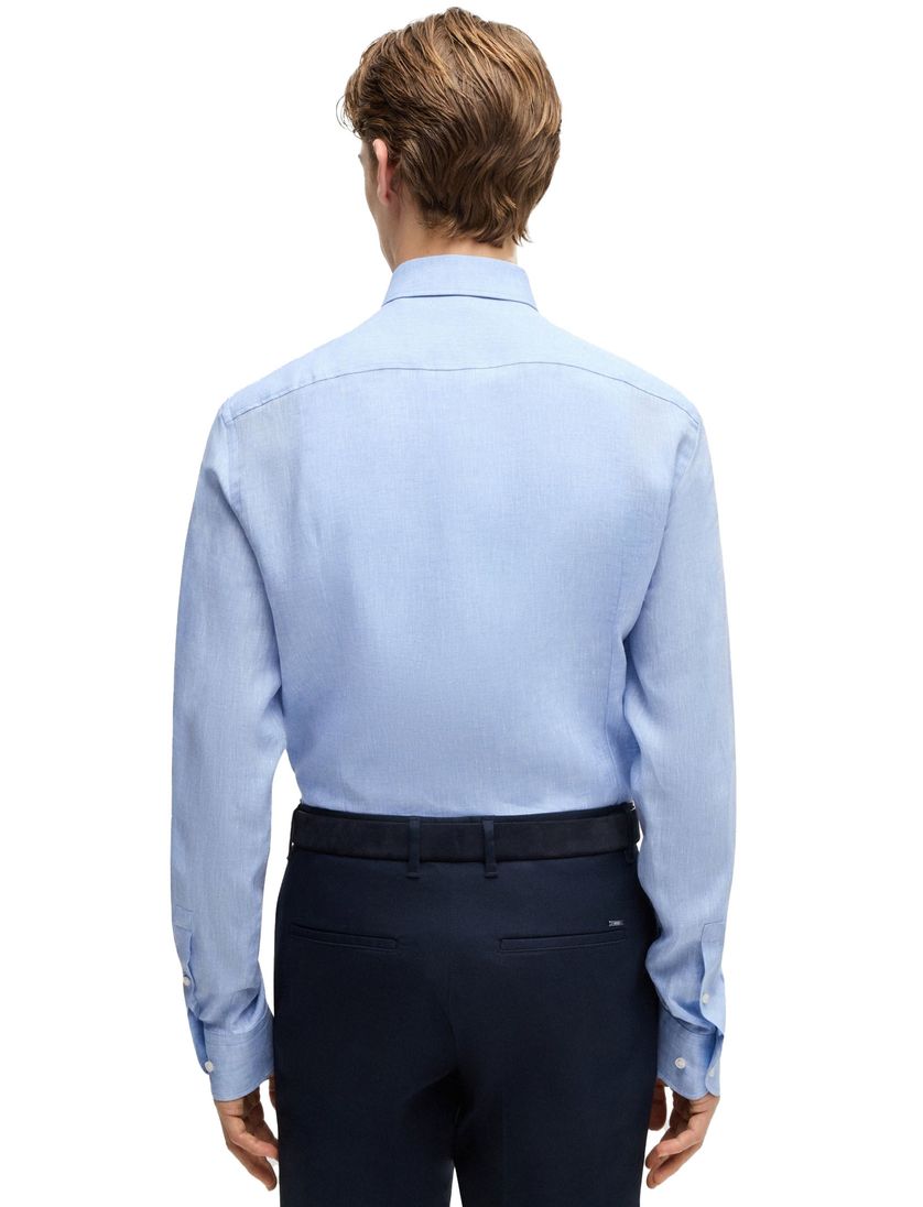 BOSS overhemd lichtblauw Slim Fit Pure Linen linnen