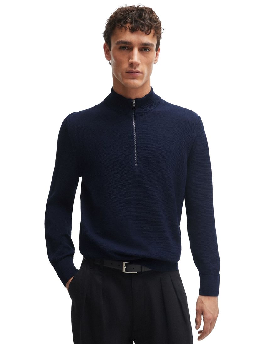 Hugo Boss Black Ebrando-P half zip donkerblauw