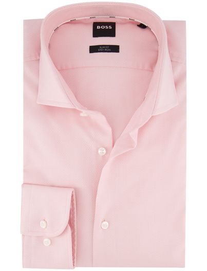 Hugo Boss Boss Black H-HANK overhemd mouwlengte 7 roze wide collar