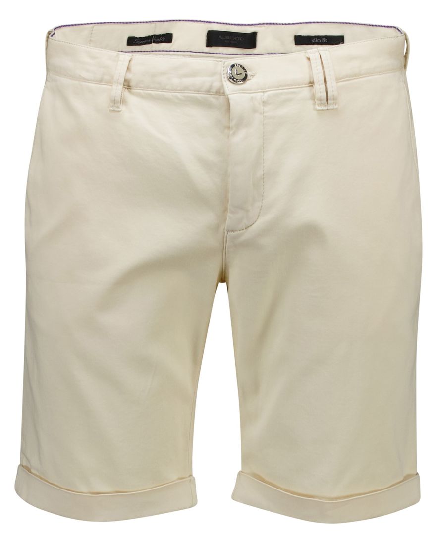 Alberto rob-k slim fit bermuda creme effen