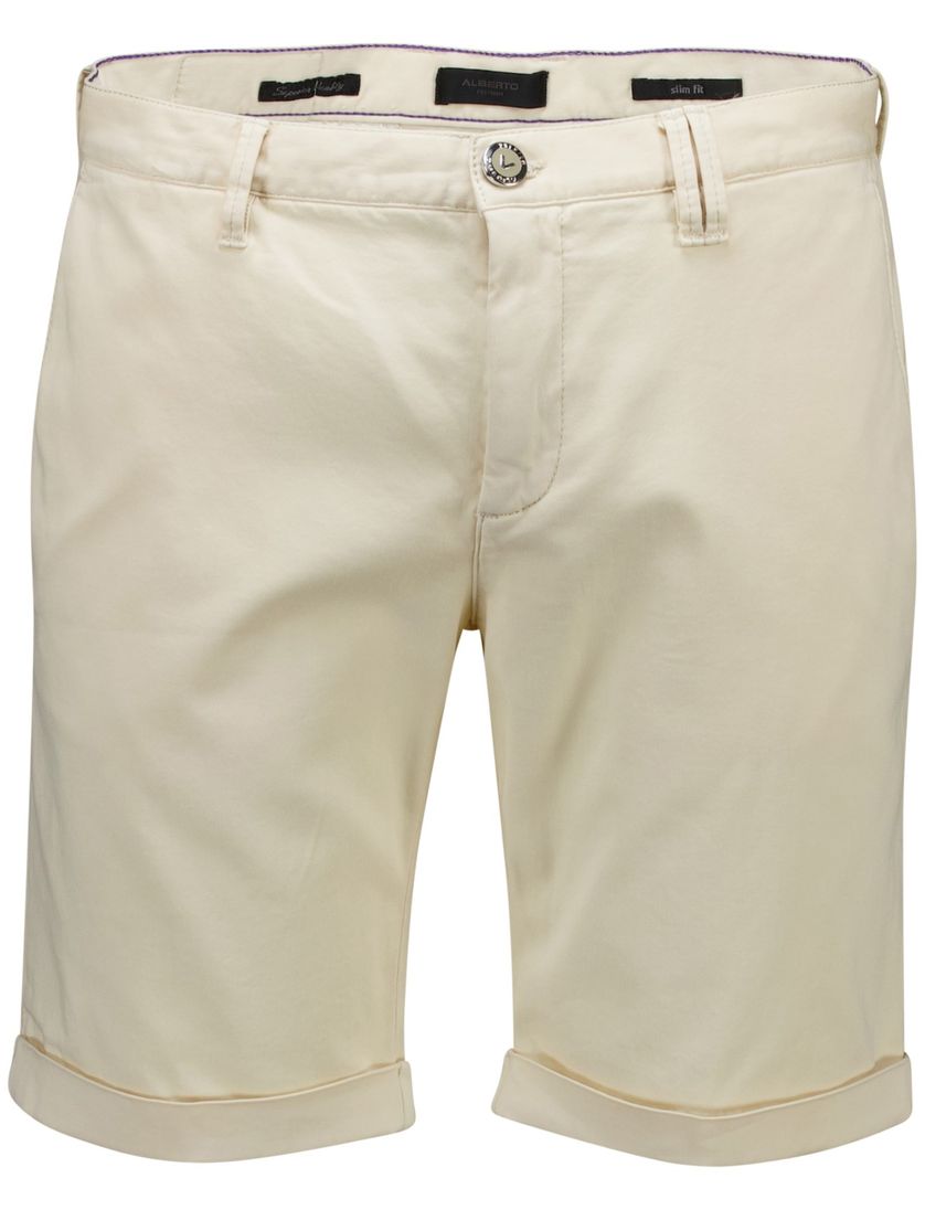 Alberto rob-k slim fit bermuda creme katoen