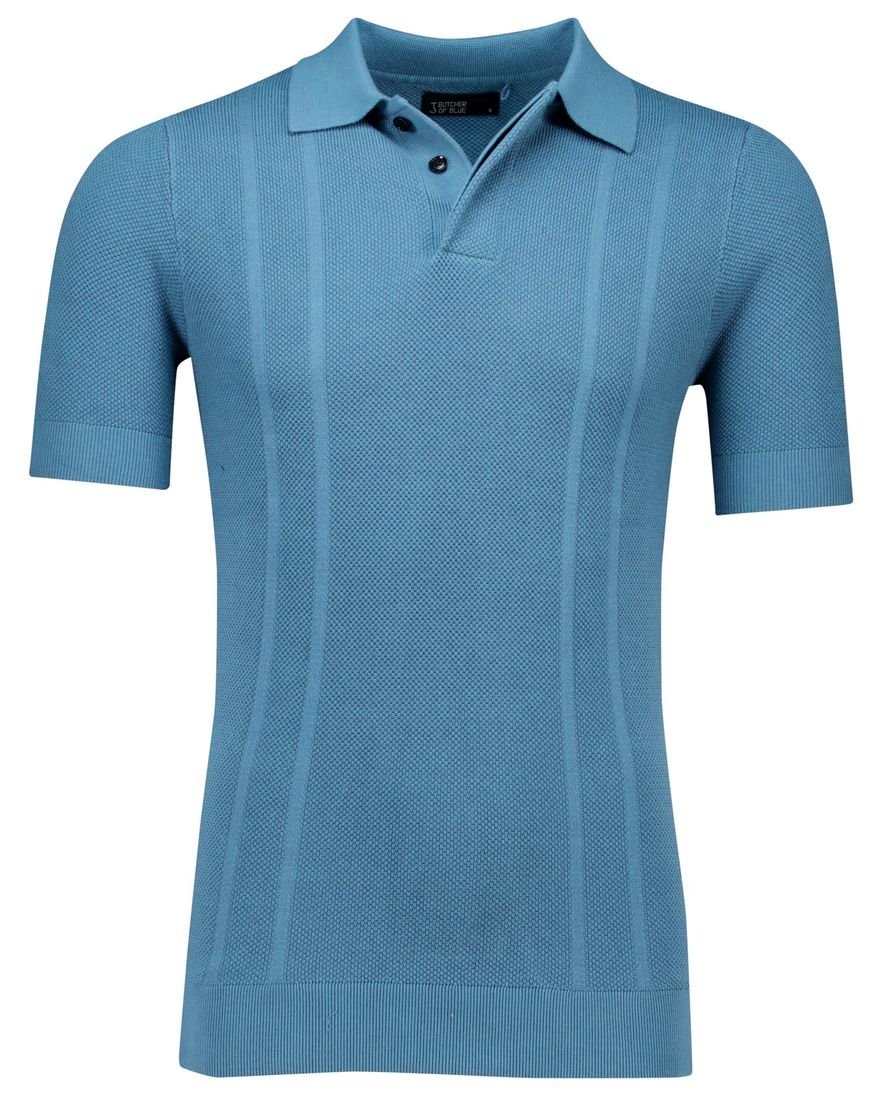 Butcher of Blue Ripley knit polo blauw katoen effen